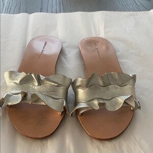 Loeffler Randall Gold Ruffle Sandals